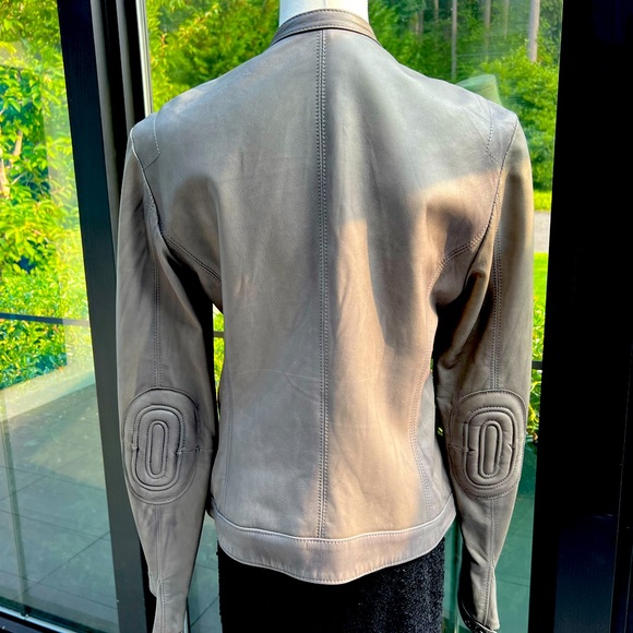 Gray leather motorcycle jacket by S.W.O.R.D. London - Picture 2 of 9